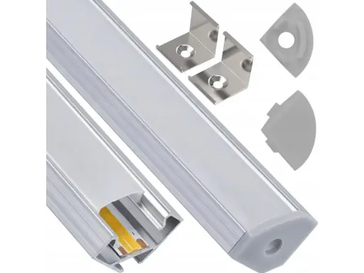 LED hliníkový profil rohový 2m bílý - sada